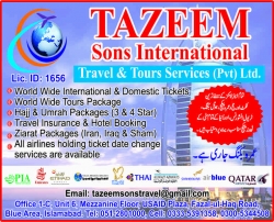 Travel Agents - TazeemsonsTravel@gmail.com